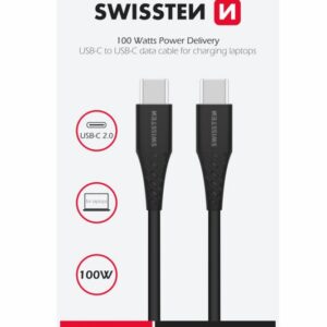 DATOVÝ KABEL TPE USB-C/USB-C POWER DELIVERY 5A (100W) 2,5 M ČERNÝ